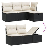 6 Piece Garden Sofa Set with Cushions Black Poly Rattan