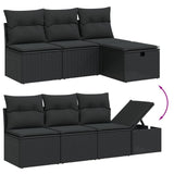 8 Piece Garden Sofa Set with Cushions Black Poly Rattan - Low Angle