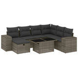 8 Piece Garden Sofa Set with Cushions Grey Poly Rattan