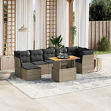 8 Piece Garden Sofa Set with Cushions Grey Poly Rattan