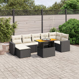8 Piece Garden Sofa Set with Cushions Black Poly Rattan