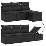 9 Piece Garden Sofa Set with Cushions Black Poly Rattan - Side View