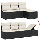 8 Piece Garden Sofa Set with Cushions Black Poly Rattan - Side View