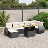8 Piece Garden Sofa Set with Cushions Black Poly Rattan