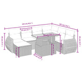 8 Piece Garden Sofa Set with Cushions Grey Poly Rattan