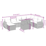 9 Piece Garden Sofa Set with Cushions Grey Poly Rattan - Top-Down View