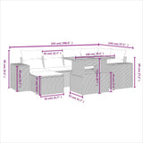 7 Piece Garden Sofa Set with Cushions Black Poly Rattan