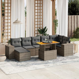 8 Piece Garden Sofa Set with Cushions Grey Poly Rattan