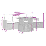 6 Piece Garden Sofa Set with Cushions Grey Poly Rattan