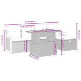 6 Piece Garden Sofa Set with Cushions Black Poly Rattan - Side View