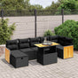 8 Piece Garden Sofa Set with Cushions Black Poly Rattan