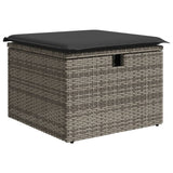 11 Piece Garden Sofa Set with Cushions Grey Poly Rattan - Rear View