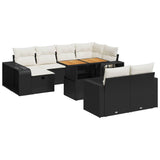 11 Piece Garden Sofa Set with Cushions Black Poly Rattan - Front View