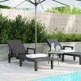 4-Way Height Adjustable Sun Lounger 155.5x57x28 cm Polypropylene - Side View