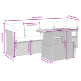 5 Piece Garden Sofa Set with Cushions Black Poly Rattan - Side View