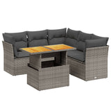 5 Piece Garden Sofa Set with Cushions Grey Poly Rattan - Front View