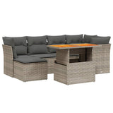 7 Piece Garden Sofa Set with Cushions Grey Poly Rattan