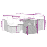 7 Piece Garden Sofa Set with Cushions Grey Poly Rattan