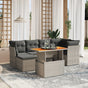 7 Piece Garden Sofa Set with Cushions Grey Poly Rattan