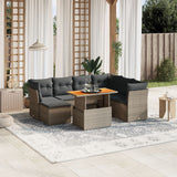 8 Piece Garden Sofa Set with Cushions Grey Poly Rattan