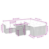 10 Piece Garden Sofa Set with Cushions Grey Poly Rattan - Side View