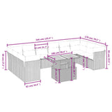11 Piece Garden Sofa Set with Cushions Grey Poly Rattan - Side View