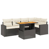 6 Piece Garden Sofa Set with Cushions Black Poly Rattan