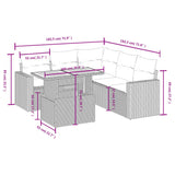 6 Piece Garden Sofa Set with Cushions Black Poly Rattan