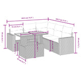 6 Piece Garden Sofa Set with Cushions Black Poly Rattan - Side View