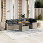 7 Piece Garden Sofa Set with Cushions Grey Poly Rattan