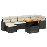 8 Piece Garden Sofa Set with Cushions Black Poly Rattan - Front View
