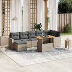 8 Piece Garden Sofa Set with Cushions Grey Poly Rattan