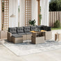 8 Piece Garden Sofa Set with Cushions Grey Poly Rattan