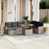 9 Piece Garden Sofa Set with Cushions Grey Poly Rattan