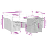 7 Piece Garden Sofa Set with Cushions Beige Poly Rattan - Side View