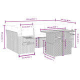 7 Piece Garden Sofa Set with Cushions Grey Poly Rattan - Side View