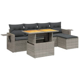 6 Piece Garden Sofa Set with Cushions Grey Poly Rattan