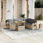 7 Piece Garden Sofa Set with Cushions Beige Poly Rattan