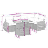 6 Piece Garden Sofa Set with Cushions Black Poly Rattan