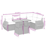 6 Piece Garden Sofa Set with Cushions Black Poly Rattan - Side View