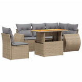 6 Piece Garden Sofa Set with Cushions Beige Poly Rattan