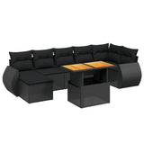 8 Piece Garden Sofa Set with Cushions Black Poly Rattan