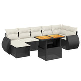 8 Piece Garden Sofa Set with Cushions Black Poly Rattan - Front View