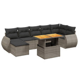 8 Piece Garden Sofa Set with Cushions Grey Poly Rattan