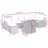 8 Piece Garden Sofa Set with Cushions Grey Poly Rattan