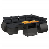 8 Piece Garden Sofa Set with Cushions Black Poly Rattan - Front View