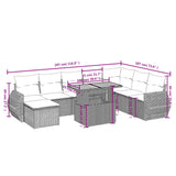 9 Piece Garden Sofa Set with Cushions Black Poly Rattan - Side View