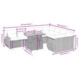 10 Piece Garden Sofa Set with Cushions Grey Poly Rattan - Side View