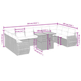 11 Piece Garden Sofa Set with Cushions Black Poly Rattan - Side View