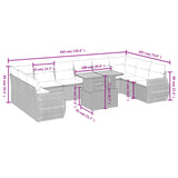 11 Piece Garden Sofa Set with Cushions Beige Poly Rattan - Side View